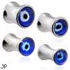 Pair Of Stainless Steel Evil Eye Saddle Plugs