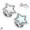 Pair Of Stainless Steel Jeweled Star Plugs