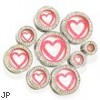 Pair of Steel Tunnels with Pink Glitter Heart