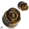 Pair Of Tigers Eye Hand-Carved Rose Plugs