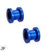 Pair Of Titanium Anodized Tunnels with Threaded Back - Blue