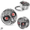 Pair Of Vintage Owl with Gemmed Red Eyes Surgical Steel Screw Fit Plugs