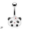 Panda Face with Flower Hair Pin Surgical Steel Navel Ring