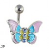 Pastel colored butterfly belly ring