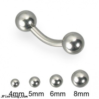 12 gauge curved barbell, piercings 6mm curved barbell, 14g curved spike eyebrow ring, 14 gauge curved barbell, barbell 14 ga, clit hood barbells balls