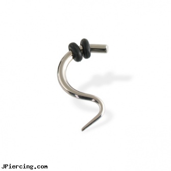 12 gauge curved hole expander, labret curved spike, curved barbell, curved spike labret jewlery, wholesale body jewelry display, black hole body piercing