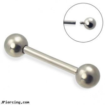 12 gauge internally threaded solid titanium tongue barbell, internally threaded body jewelry, internally threaded straight barbells, belly ring titanium internally threaded, threaded rods for tongue rings, titanium navel rings