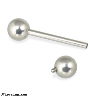 14 Gauge Internally Threaded Barbell, 14 gauge eyebrow piercing retainer, 10 gauge belly rings, 12 gauge belly rings, internally threaded body jewelry, internally threaded straight barbells