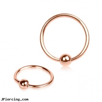 14G Rose Gold Tone Captive Bead Ring, rose belly jewelry, rose belly button rings, gold gem nose screw, gold talon body jewelry, gold navel ring