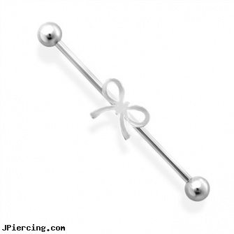 14GA Industrial Barbell with Ribbon, industrial steel body jewellery, industrial piercing pics, cross industrial ear piercings, colored heavy gauge tongue barbells, inch tongue barbells