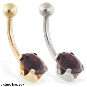 14K Gold belly ring with oval Garnet, gold body jewelry, golden retriever belly button rings, 14kt gold body jewlry, 14kt belly button rings, belly button piercings health