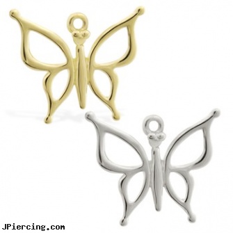 14K Gold butterfly pendant, body piercing jewellery gold, gold shackle body jewelry, 14k gold belly button ring, butterfly vagina tatoo piercing, butterfly rings