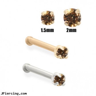 14K Gold Cognac Diamond Nose Bone, gold diamond body jewelry, gold nautical body jewelry, 14 katet gold belly ring, diamond nose rings retail orlando fl, 14k gold diamond navel rings