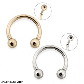 14K Gold Internally Threaded Horseshoe, 14ga, 14kt gold plated body jewelry, gold nipple piercing rings, pircing gold, internally threaded body jewelry, internally threaded body piercing jewelry