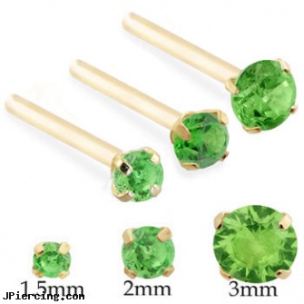 14K Gold Long Customizable Nose Stud with Round Peridot, gold body jewlery, nose ring gold diamond india, gold cz belly button rings, how long before regrowing tongue peircing, cock ring prolong ejaculation instruction
