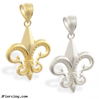 14K yellow gold Fleur-de-lis pendant, yellow gold diamond nose ring, gold navel piercings, gold mermaid belly rings, 14 kt white gold belly button rings, penis piercing pictures
