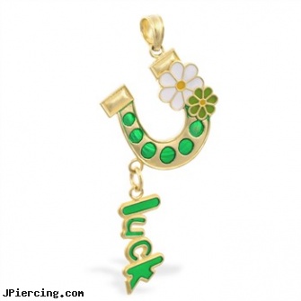 14K Yellow Gold Horseshoe Luck Pendant, yellow gold diamond nose ring, solid gold tongue rings, pircing gold, 14kt gold body jewlry, 18k 14k gold horseshoe body jewelry