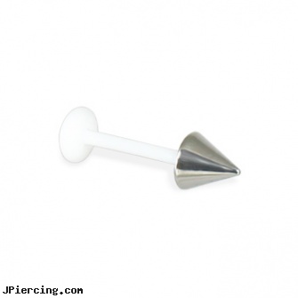 16 gauge PTFE labret with cone, flexible!, ptfe belly button ring, labret claw jewelry, labret jewlery, labret piercing, nipple piercing silicone