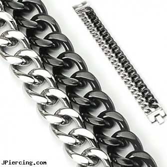 316L Stainless Steel And IP Black Dual Band Bracelet, 316l jewelry cards, buy stainless steel lip ring, stainless steel chain az, titanium or stainless steel belly button rings, steel my heart jewlry