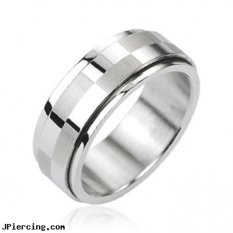316L Stainless Steel Big Checker Center Spinner Ring, 316l jewelry cards, buy stainless steel lip ring, stainless steel nose rings, stainless steel belly rings, industrial steel body jewellery