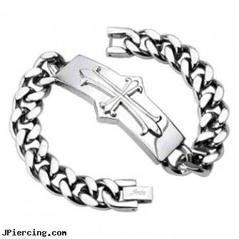 316L Stainless Steel Chain Bracelet with Medieval Cross Rectangle, 316l jewelry cards, stainless steel cock ring, stainless steel body jewelry, stainless steel nipple rings, steel my heart jewlry