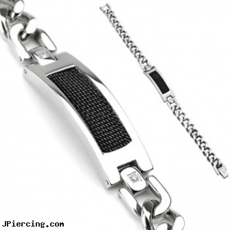 316L Stainless Steel Chain Bracelet With Multi Small Black Chain Plate, 316l jewelry cards, navel jewelry surgical stainless steal internal thread, stainless steel rings, 8-ga cbr or bcr stainless piercing 1-, surgical steel jewelry