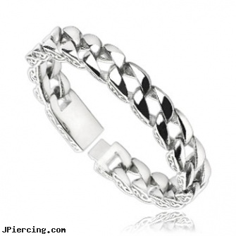 316L Stainless Steel Chain Bracelet With Wave Design On The Side, 316l jewelry cards, buy stainless steel lip ring, navel jewelry surgical stainless steel internal thread, surgical stainless steel navel jewelry, double steel cock rings