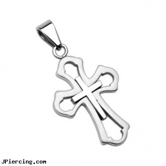 316L Stainless Steel Cross within A Cross Pendant, 316l jewelry cards, 8-ga cbr or bcr stainless piercing 1-, body jewlery stainless steel, stainless steel belly rings, cold steel body jewelry