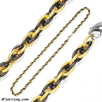 316L Stainless Steel IP Black and Gold Tri-Link Chain, 316l jewelry cards, titanium or stainless steel belly button rings, stainless steel cock ring, surgical stainless steel body jewelry, steel body jewelry