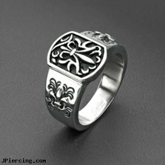 316L Stainless Steel Royal Fleur De Lis Plate Ring, 316l jewelry cards, surgical stainless steel navel jewelry, stainless steel piercing body jewelry, body jewlery stainless steel, surgical steel nose rings