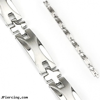 316L Stainless Steel Wave Plate Link Bracelet, 316l jewelry cards, stainless steel rings, stainless steel cock rings, navel jewelry surgical stainless steal internal thread, cold steel body jewelry