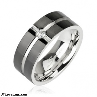 316L Surgical Stainless Steel Ring with Layered Crossing Black IP with CZ Center, 316l jewelry cards, navel jewelry surgical stainless steel internal thread, surgical placement of rings in cock and scrotum, surgical steel prong set labrets, stainless steel cock rings