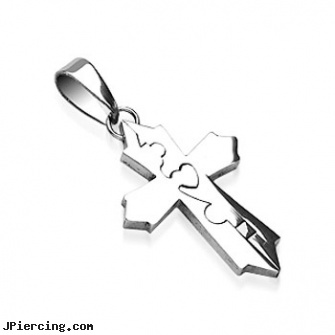 316L Surgical Steel 2 Piece Cross Pendant, 316l jewelry cards, surgical steel navel rings, surgical steel jewelry, surgical steel body piercing jewelry, stainless steel nose rings