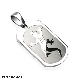 316L Surgical Steel Gecko Engraved Pendant, 316l jewelry cards, surgical steel nose stud, navel jewelry surgical stainless steal internal thread, surgical stainless steel navel jewelry, stainless steel triple cock ring