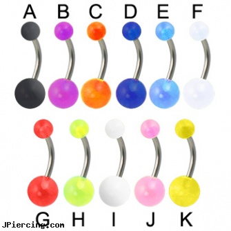 Acrylic ball customizable belly button ring, acrylic tongue rings barbells, acrylic tapers, acrylic nose studs, rhinestone dimple ball charm belly ring, cbt play piercing balls gallery