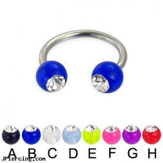 Acrylic ball with stone circular barbell, 14 ga, acrylic bodyjewelry, acrylic bead rings, acrylic nose studs, adult cock and ball rings, balls piercing