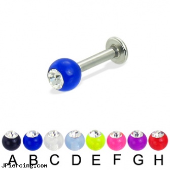 Acrylic ball with stone labret, 12ga, 10 gauge acrylic tapers, acrylic labret, acrylic tapers, baseball belly button rings, cock and ball testicle piercing torture