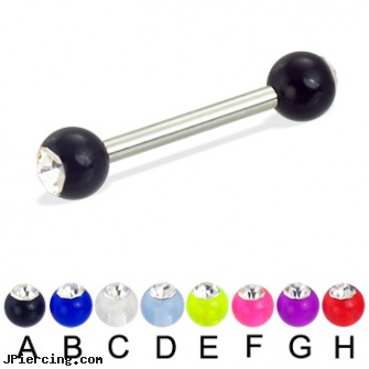 Acrylic ball with stone straight barbell, 12ga, acrylic tapers, gauge acrylic body jewelry, acrylic ear body jewelry, cock ring placement balls penis, blinking koosh ball belly ring