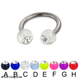 Acrylic ball with stone titanium circular barbell, 12ga, acrylic eyebrow rings, body jewelry plugs acrylic, acrylic piercing, ball and cock ring, body jewelry replacement balls