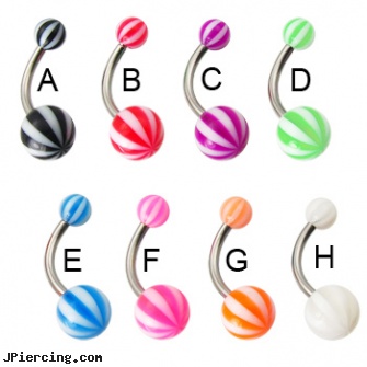 Acrylic beach ball belly button ring, acrylic tongue barbells, acrylic piercing, acrylic tongue rings barbells, genital piercing virgina beach, tommy ts piercing shop huntington beach ca