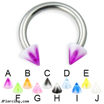 Acrylic flower cone circular barbell, 12 ga, acrylic rainbow belly ring, acrylic labrets, acrylic tongue barbells, flower belly ring, flower fishtail labret