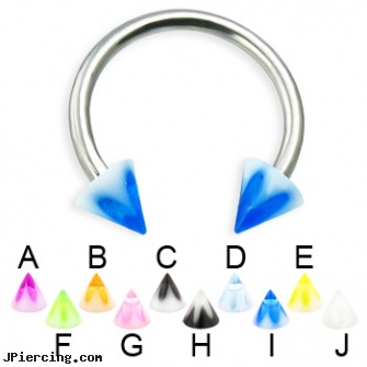 Acrylic flower cone titanium circular barbell, 14 ga, acrylic tongue rings, uv acrylic body jewellery canada, acrylic ear body jewelry, flower fishtail labret, flower belly ring