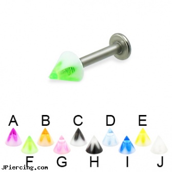 Acrylic flower cone titanium labret, 14 ga, acrylic tongue rings barbells, 10 gauge acrylic tapers, acrylic bead rings, flower belly ring, flower fishtail labret