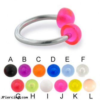 Acrylic half ball circular barbell, 14 ga, acrylic labrets, acrylic ear body jewelry, acrylic tongue rings barbells, beach ball barbell and eyebrow piercing, basketball belly button ring