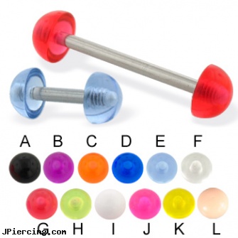 Acrylic half ball straight barbell, 14 ga, acrylic eyebrow rings, gauge acrylic body jewelry, acrylic tapers, cock and ball ring, balls piercing