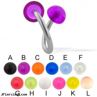 Acrylic half ball twister, 14 ga, body jewelry plugs acrylic, uv acrylic body jewellery canada, acrylic body jewelry, belly button ring balls, replacement ball for eyebrow ring