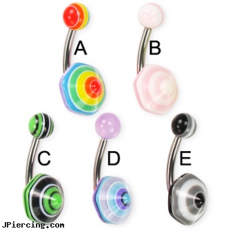 Acrylic hexagon shaped layered belly button ring with pointed center, acrylic ear body jewelry, acrylic labrets, acrylic bead rings, shaped nose pins at wholesale, flower shaped labret jewerly