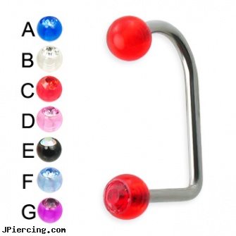 Acrylic jeweled ball lip hugger, 14 ga, 10 gauge acrylic tapers, acrylic bodyjewelry, acrylic rainbow belly ring, jeweled navel slave rings, 18g jeweled labrets