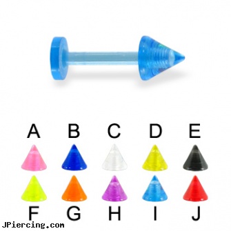 Acrylic labret with cone, 14 ga, acrylic labrets, 10 gauge acrylic tapers, acrylic rainbow belly ring, micro ball labret stud, labret and nose piercing