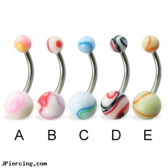Acrylic marble ball belly button ring, acrylic rainbow belly ring, 10 gauge acrylic tapers, acrylic tapers, clit hood barbells balls, silicone cock ring with balls